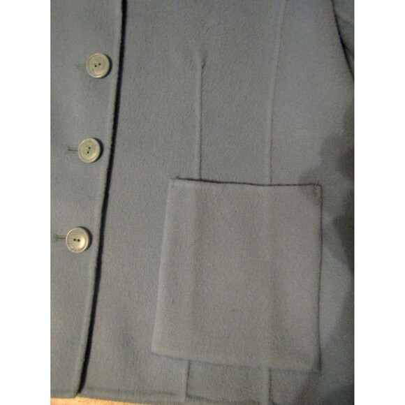 Carole Little Jacket Periwinkle Blue 100% Wool Button Front Pockets Size L - Picture 6 of 9